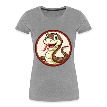 Schlange Bunte Kawaii Cartoon Figur Clipart - Frauen Premium Bio T-Shirt - Grau meliert - Vorne - Mia (176cm)
