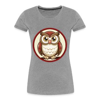 Owl Colorful Kawaii Cartoon Character Clipart Pet - Women's Premium Organic T-Shirt - heather grey - Front - Mia (176cm)