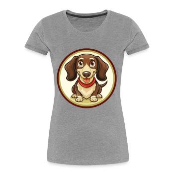 Dachshund Dog Colorful Kawaii Cartoon Clipart Pet - Women's Premium Organic T-Shirt - heather grey - Front - Mia (176cm)
