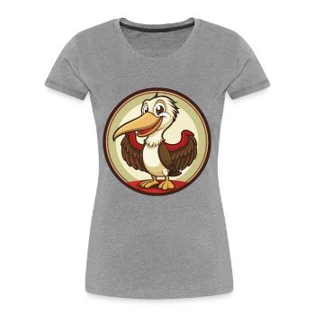 Pélican coloré Kawaii Dessin animé Clipart - T-shirt bio Premium Femme - gris chiné - Devant - Mia (176cm)