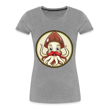 Squid Colorful Kawaii Cartoon Character Clipart - Women's Premium Organic T-Shirt - heather grey - Front - Mia (176cm)