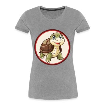 Schildkröte Bunte Kawaii Cartoon Figur Clipart - Frauen Premium Bio T-Shirt - Grau meliert - Vorne - Mia (176cm)