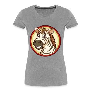 Zebra Bunte Kawaii Cartoon Charakter Clipart - Frauen Premium Bio T-Shirt - Grau meliert - Vorne - Mia (176cm)