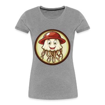 Méduse Coloré Kawaii Dessin Animé Personnage Animal de compagnie - T-shirt bio Premium Femme - gris chiné - Devant - Mia (176cm)