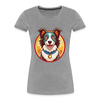 Border Collie Hund Lustig Kawaii Cartoon Tier Haustier - Frauen Premium Bio T-Shirt - Grau meliert - Vorne - Mia (176cm)