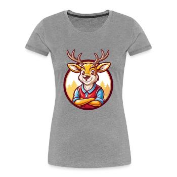 Deer Cute Funny Kawaii Cartoon Clipart Animal Pet - Women's Premium Organic T-Shirt - heather grey - Front - Mia (176cm)