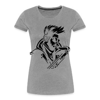 Saxophonist Drawing - Women's Premium Organic T-Shirt - heather grey - Front - Mia (176cm)