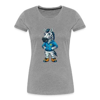 Zebra Cool Kawaii Cartoon Character Clipart - Women's Premium Organic T-Shirt - heather grey - Front - Mia (176cm)