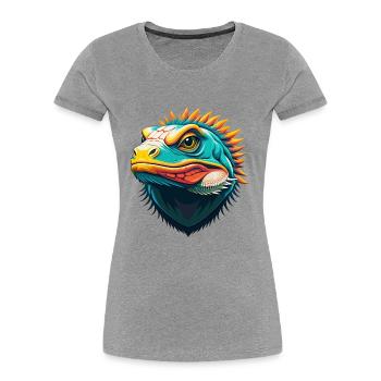 Iguana Cute Kawaii Cartoon Clipart Animal Face - Women's Premium Organic T-Shirt - heather grey - Front - Mia (176cm)