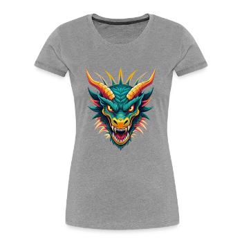 Dragon Cute Kawaii Cartoon Clipart Animal Face - Women's Premium Organic T-Shirt - heather grey - Front - Mia (176cm)