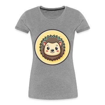Igel Kawaii Cartoon Figur Tier Haustier Gesicht - Frauen Premium Bio T-Shirt - Grau meliert - Vorne - Mia (176cm)