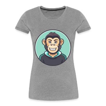 Monkey Kawaii Cartoon Character Animal Pet Face - Women's Premium Organic T-Shirt - heather grey - Front - Mia (176cm)
