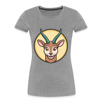 Antelope Kawaii Cartoon Character Animal Pet Face - Women's Premium Organic T-Shirt - heather grey - Front - Mia (176cm)