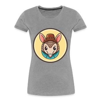 Armadillo Kawaii Cartoon Character Animal Pet Face - Women's Premium Organic T-Shirt - heather grey - Front - Mia (176cm)