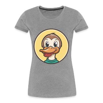 Duck Kawaii Cartoon Character Animal Pet Face - Women's Premium Organic T-Shirt - heather grey - Front - Mia (176cm)