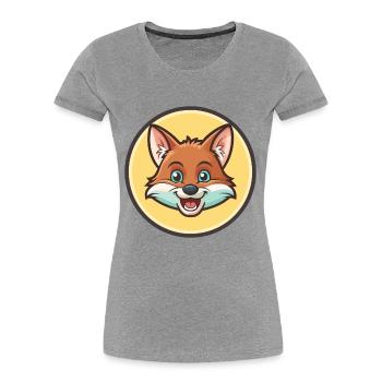 Fox Kawaii Cartoon Character Animal Pet Face - Women's Premium Organic T-Shirt - heather grey - Front - Mia (176cm)