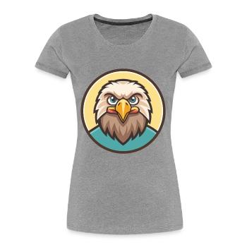 aigle kawaii dessin animé personnage animal visage d’animal de compagnie - T-shirt bio Premium Femme - gris chiné - Devant - Mia (176cm)