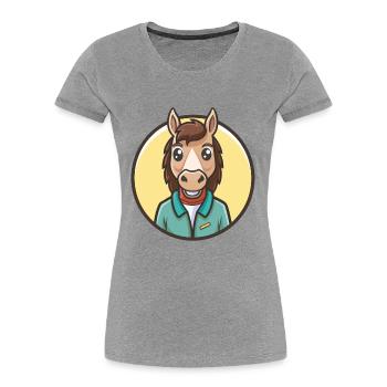 Pferd Kawaii Cartoon Figur Tier Haustier Gesicht - Frauen Premium Bio T-Shirt - Grau meliert - Vorne - Mia (176cm)