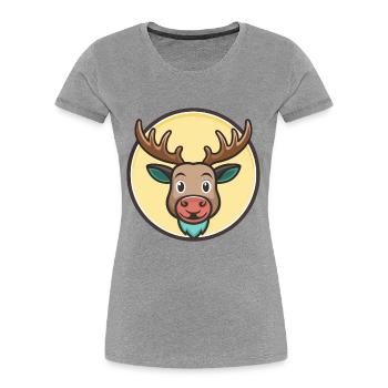 Moose Kawaii Cartoon Character Animal Pet Face - Women's Premium Organic T-Shirt - heather grey - Front - Mia (176cm)
