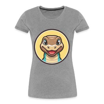 Komodo Kawaii Cartoon Figur Tier Haustier Gesicht - Frauen Premium Bio T-Shirt - Grau meliert - Vorne - Mia (176cm)