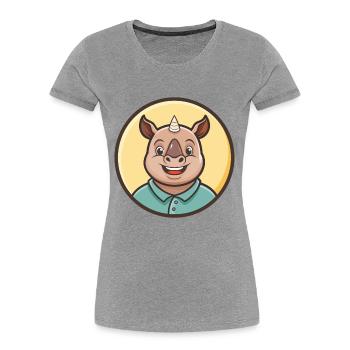 rhinocéros kawaii dessin animé personnage animal visage d’animal de compagnie - T-shirt bio Premium Femme - gris chiné - Devant - Mia (176cm)