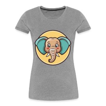 Elephant Kawaii Cartoon Character Animal Pet Face - Women's Premium Organic T-Shirt - heather grey - Front - Mia (176cm)