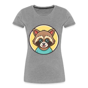 Raccoon Kawaii Cartoon Character Animal Pet Face - Women's Premium Organic T-Shirt - heather grey - Front - Mia (176cm)