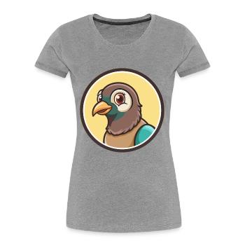 Taube Kawaii Cartoon Figur Tier Haustier Gesicht - Frauen Premium Bio T-Shirt - Grau meliert - Vorne - Mia (176cm)