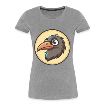 corbeau kawaii dessin animé personnage animal visage d’animal de compagnie - T-shirt bio Premium Femme - gris chiné - Devant - Mia (176cm)