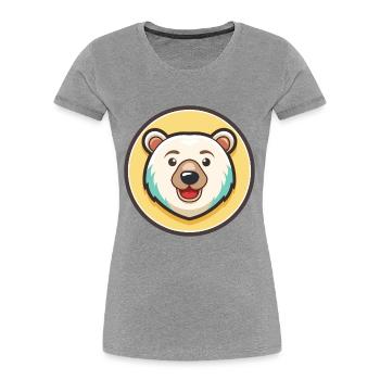Eisbär Kawaii Cartoon Figur Tier Gesicht - Frauen Premium Bio T-Shirt - Grau meliert - Vorne - Mia (176cm)