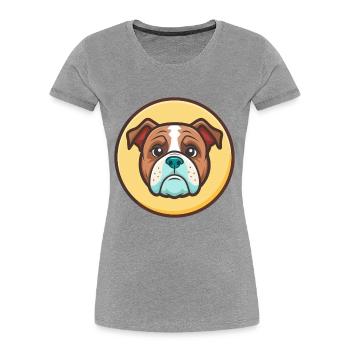 Dessin animé drôle de race de chien bouledogue bleu Alapaha - T-shirt bio Premium Femme - gris chiné - Devant - Mia (176cm)