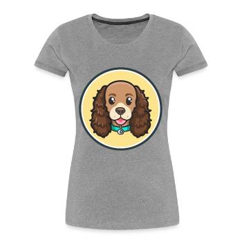 Race de chien épagneul d'eau américain dessin animé kawaii - T-shirt bio Premium Femme - gris chiné - Devant - Mia (176cm)