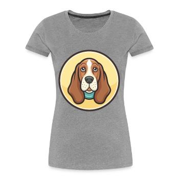 Basset Artesien Normand Dog Breed Cartoon Kawaii - Women's Premium Organic T-Shirt - heather grey - Front - Mia (176cm)