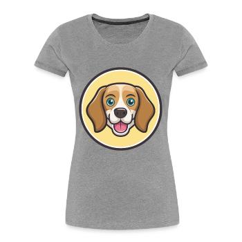 Beagle Race de chien Dessin animé Kawaii Clipart Animal de compagnie - T-shirt bio Premium Femme - gris chiné - Devant - Mia (176cm)