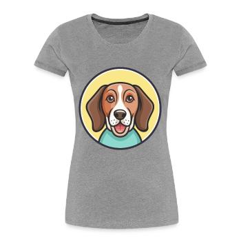 Briquet de Provence Chien Race Dessin Animé Drôle Kawaii - T-shirt bio Premium Femme - gris chiné - Devant - Mia (176cm)