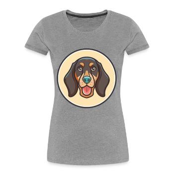 Schwarz Und Tan Coonhound Hunderasse Karikatur Kawaii - Frauen Premium Bio T-Shirt - Grau meliert - Vorne - Mia (176cm)