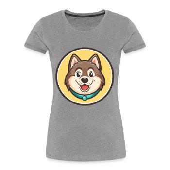 Chien Esquimau Canadien Race Dessin Animé Kawaii Clipart - T-shirt bio Premium Femme - gris chiné - Devant - Mia (176cm)