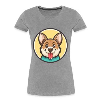 Cao De Castro Laboreiro Dog Breed Cartoon Kawaii - Women's Premium Organic T-Shirt - heather grey - Front - Mia (176cm)