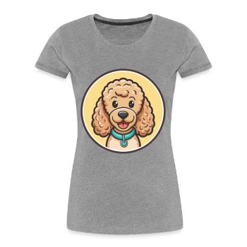 Corded Poodle Dog Breed Cartoon Kawaii Clipart Pet - Women's Premium Organic T-Shirt - heather grey - Front - Mia (176cm)