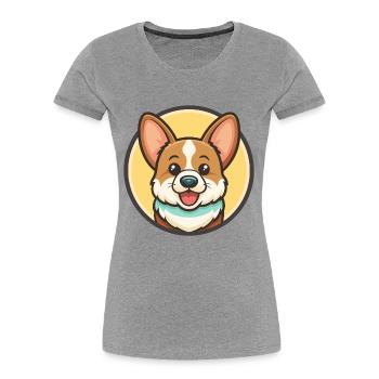 Corgi Dog Race Dessin animé Kawaii Clipart Animal de compagnie - T-shirt bio Premium Femme - gris chiné - Devant - Mia (176cm)