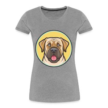 Dogue Brasileiro Chien Race Dessin animé Kawaii Clipart - T-shirt bio Premium Femme - gris chiné - Devant - Mia (176cm)