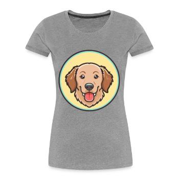 Flat Coated Retriever Dog Breed Cartoon Kawaii Pet - Women's Premium Organic T-Shirt - heather grey - Front - Mia (176cm)