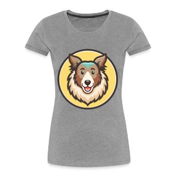 Chien de berger féroïen Chien Race Dessin animé Kawaii Clipart - T-shirt bio Premium Femme - gris chiné - Devant - Mia (176cm)
