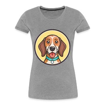 Chien de chasse allemand race dessin animé Kawaii Clipart animal de compagnie - T-shirt bio Premium Femme - gris chiné - Devant - Mia (176cm)