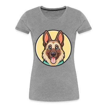 German Shepherd Dog Breed Cartoon Kawaii Clipart - Women's Premium Organic T-Shirt - heather grey - Front - Mia (176cm)