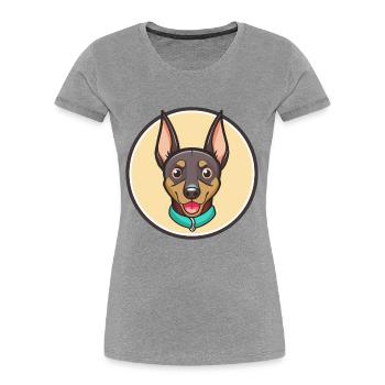 German Pinscher Dog Breed Cartoon Kawaii Clipart - Women's Premium Organic T-Shirt - heather grey - Front - Mia (176cm)