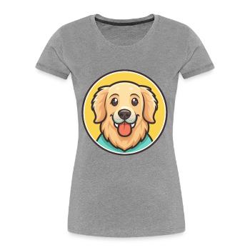 Golden Retriever Chien Race Dessin animé Kawaii Clipart - T-shirt bio Premium Femme - gris chiné - Devant - Mia (176cm)