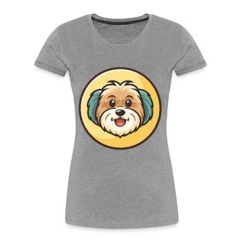 Havaneser Hunderasse Bunte Karikatur Kawaii Clipart - Frauen Premium Bio T-Shirt - Grau meliert - Vorne - Mia (176cm)
