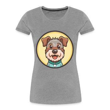 Lucas Terrier Chien Race Dessin animé Kawaii Clipart Animal de compagnie - T-shirt bio Premium Femme - gris chiné - Devant - Mia (176cm)