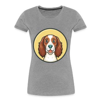 Irish Red And White Setter Dog Breed Funny Cartoon - Women's Premium Organic T-Shirt - heather grey - Front - Mia (176cm)